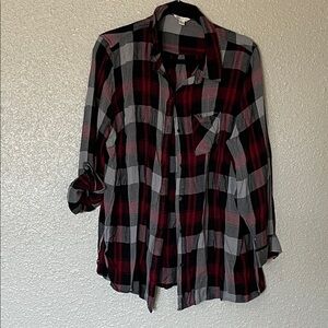 Cato Black Grey and Red Plaid Shirt Size 22/24W